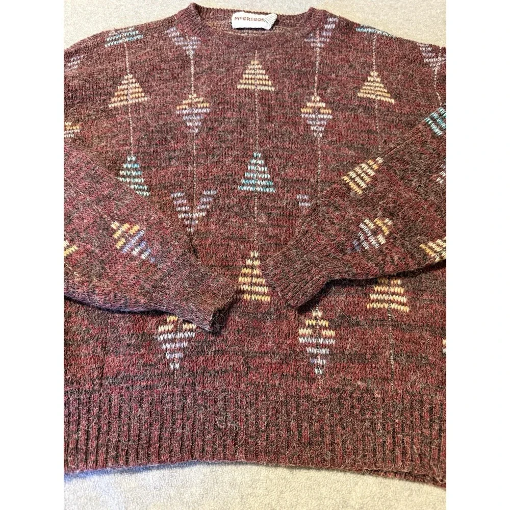Vintage McGregor USA Geometric Southhwest Sweater Men's M Maroon Grandpacore